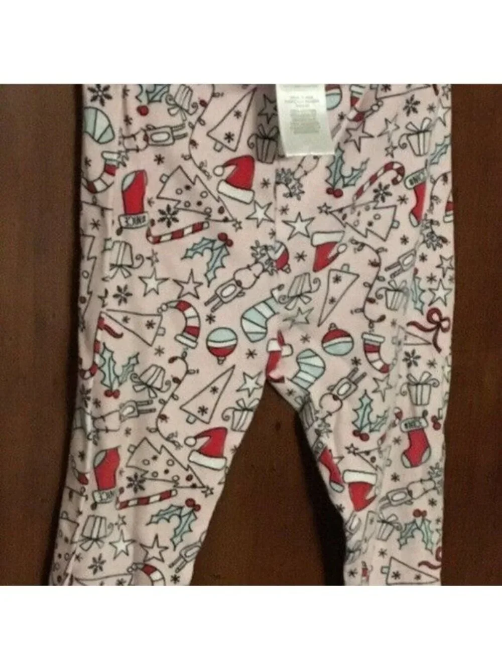 Girls Childrens Place Pink Santa Squad #The Nice List Pink Pajama Set 12-18 Mos - Picture 4 of 9